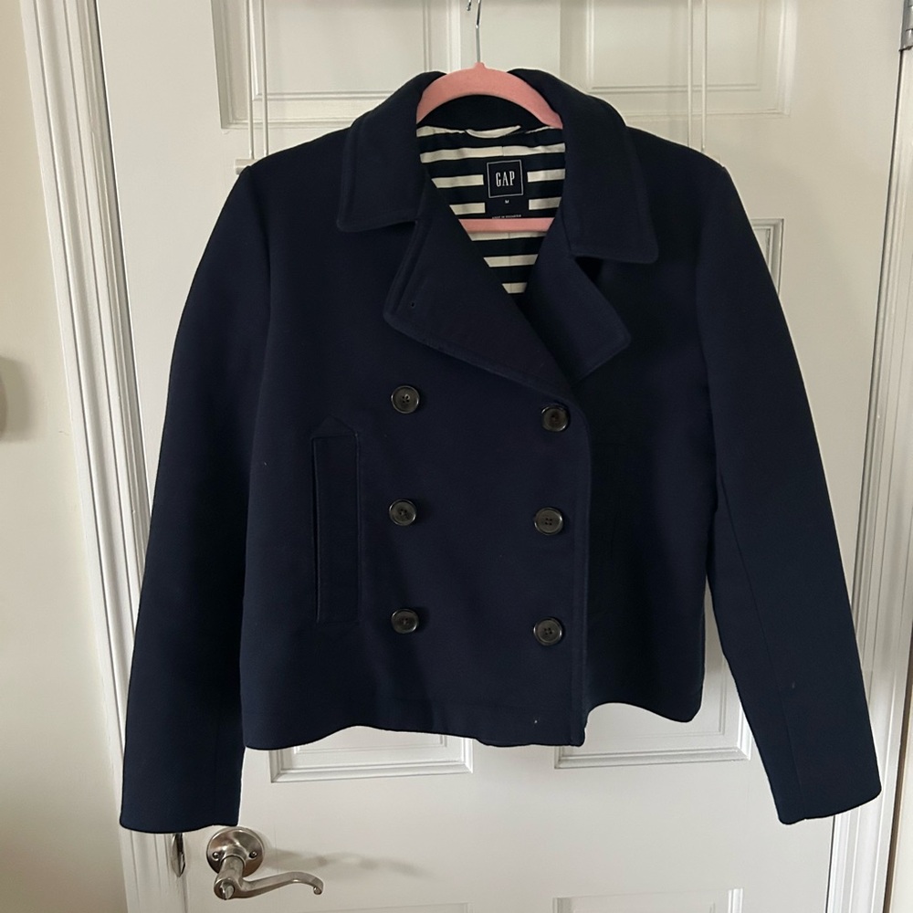 GAP Women's Dark Blue Cropped Peacoat